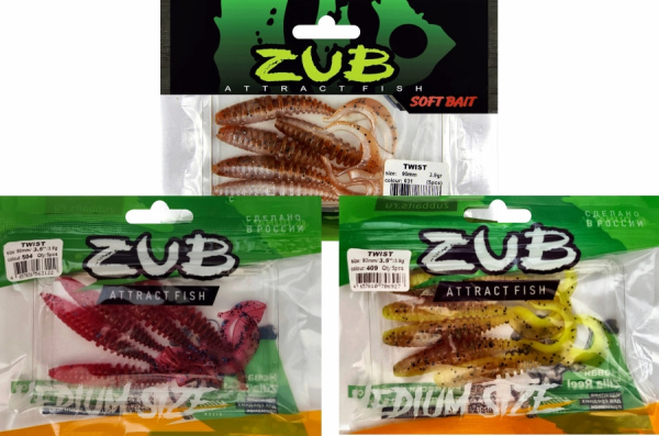 Приманка ZUB-TWIST  90мм(3,5")-5шт, (цвет 505) зеленый с блестками