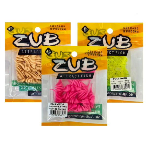 Приманка ZUB-POLLYWOG 40мм(1,5")-12шт, (цвет 610) фиолетовый с блестками Приманка ZUB-POLLYWOG 40мм(1,5")-12шт, (цвет 610) фиолетовый с блестками