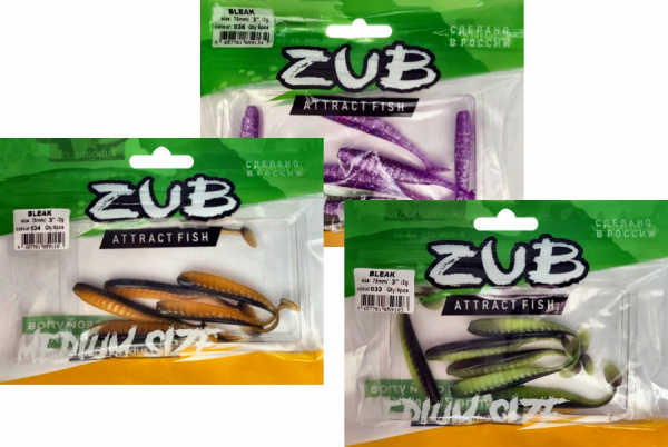 Приманка ZUB-BLEAK  75мм(3")-6шт, (цвет 039) красный верх - белый низ