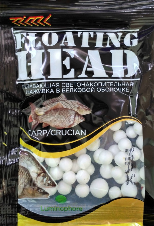 Плавающая насадка светонакопительная в белковой оболочке D 6-8 мм бел. Ароматизатор Карп-Карась