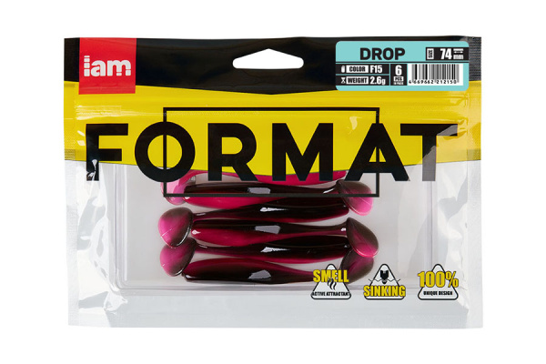 Силиконовая приманка FORMAT DROP  74mm (6шт.) цвет F15n Силиконовая приманка FORMAT DROP  74mm (6шт.) цвет F15n