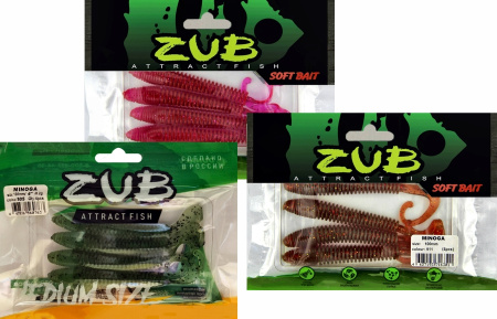 Приманка ZUB-MINOGA 100мм(4")-4шт, (цвет 501) серый с блестками