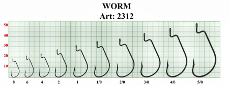 Крючок (офсет) WORM, №6, покрытие BN (5 шт)