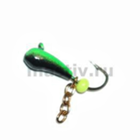 Мотылёк 3 петля чёрный+зелёный, цепочка, 0,6гр. (розовое золото)