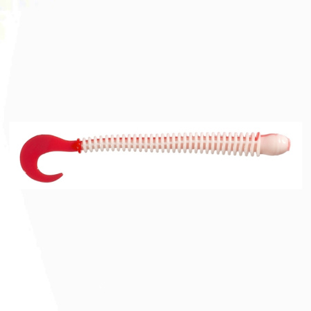 Приманка ZUB-WORM-ZANDER 108мм(4,3")-5шт, (цвет 010) белое тело-красный хвост