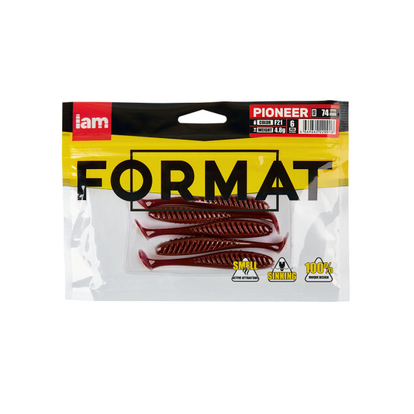 Силиконовая приманка FORMAT PIONEER 74mm (6шт.) цвет F21 Силиконовая приманка FORMAT PIONEER 74mm (6шт.) цвет F21