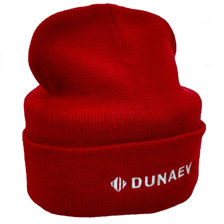 Шапка красная с отворотом "DUNAEV" Шапка красная с отворотом "DUNAEV"