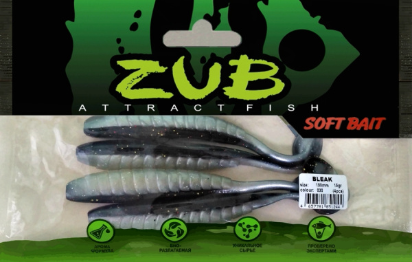 Приманка ZUB-BLEAK 150мм(5,9")-4шт, (цвет 030) черный верх-натурал низ