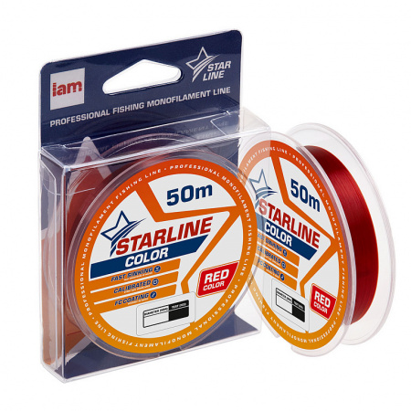 Монофильная леска STARLINE  50m (red) d0.080