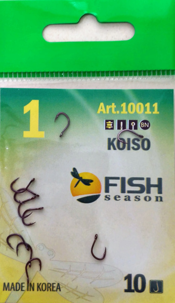 Крючок KOISO-RING №1 с ушком, покрытие BN (10 шт) Крючок KOISO-RING №1 с ушком, покрытие BN (10 шт)