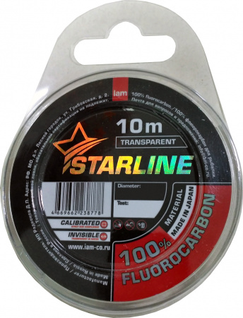 Флюорокарбон STARLINE 100% FLUOROCARBON  10m (transparent) d0.12