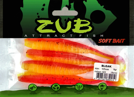 Приманка ZUB-BLEAK 125мм-4шт, (цвет 023) желто-розовый