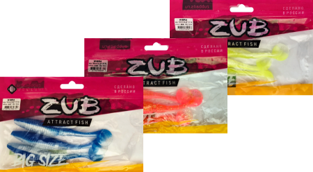Приманка ZUB-WIBRA 150мм(5,9")-3шт, (цвет 020) синий верх - желтый низ