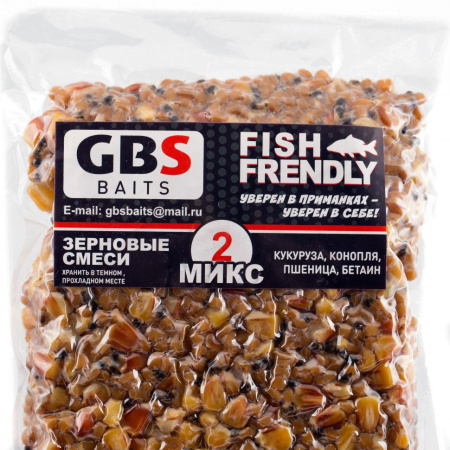 Зерновая смесь GBS Baits № 2 Фасовка 1 кг (Кукуруза, конопля, пшеница)