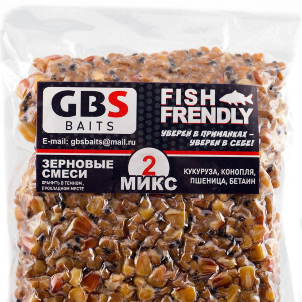 Зерновая смесь GBS Baits № 2 Фасовка 1 кг (Кукуруза, конопля, пшеница)