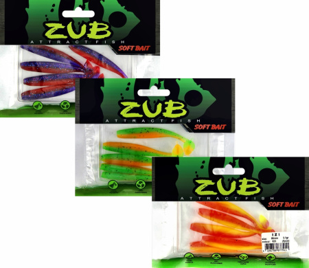 Приманка ZUB-IZI  86мм(3,4")-5шт, (цвет 504) красный с блестками