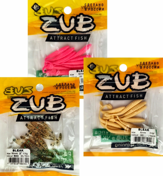 Приманка ZUB-BLEAK  50мм(2")-10шт, (цвет 502) голубой