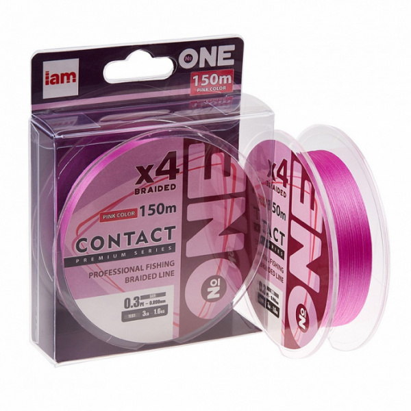 Плетеная леска №ONE CONTACT Х4-150 (pink) 0.4PE