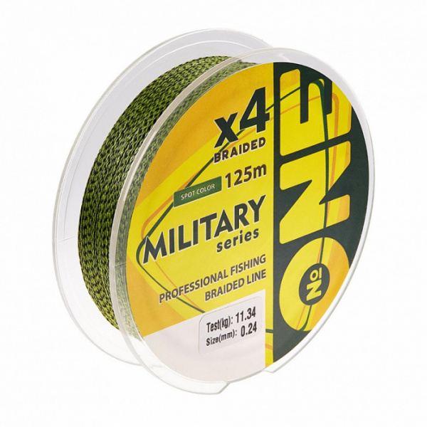 Плетеная леска №ONE MILITARY Х4-125 (spot color) d0.10