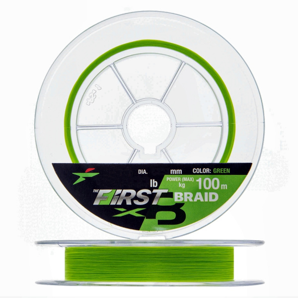 Шнур плетеный Intech First Braid X8 Green 100m (#0.6 (12lb/5.45kg))