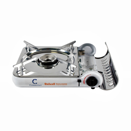 Плита наст. газовая "СЛЕДОПЫТ - DeluxE", (с подогревом) нерж. сталь/6/