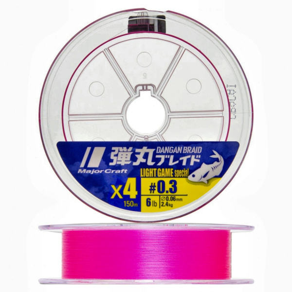 Шнур Major Craft 150m X4 (розовый) DBL4-150/0.3PK