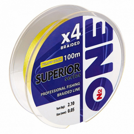 Плетеная леска №ONE SUPERIOR Х4-100 (yellow) d0.28