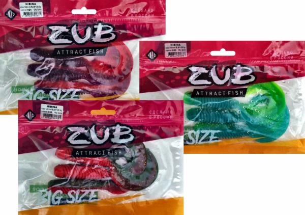 Приманка ZUB-HIBINA 140мм(5,5")-3шт, (Цвет 409) машинное масло верх - желтый низ