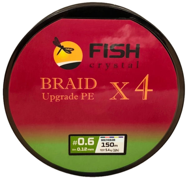 Плетёный шнур из 4-х нитей FISH CRYSTAL , 5-ти цветный, 0.12мм, 150м, 5.4 кг